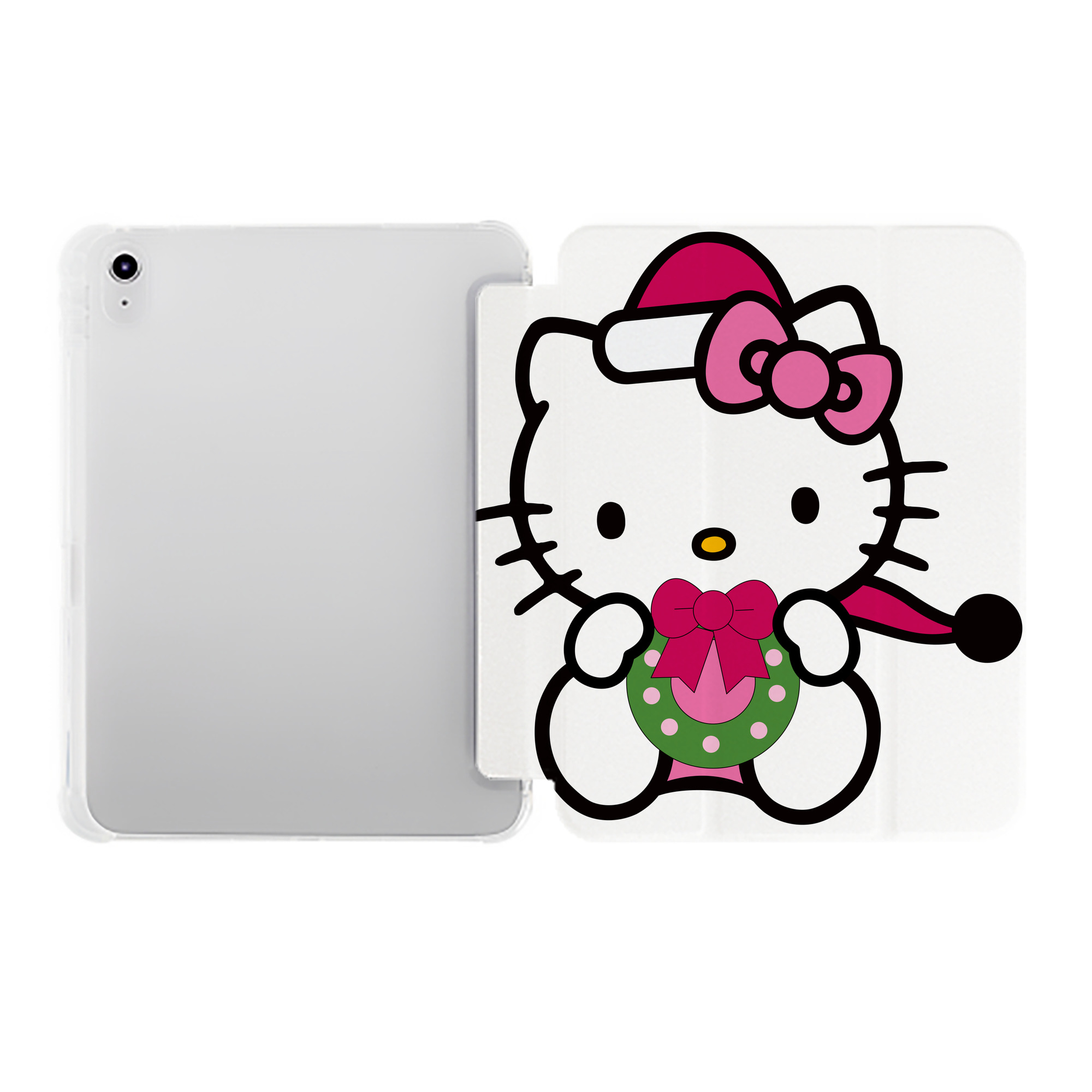 （画像用） Hello Kitty ハローキティ IPad ケース ペン収納付き 三つ折りスタンド PUレザー×シリコン 対応機種9.5/10.5/10.9インチ